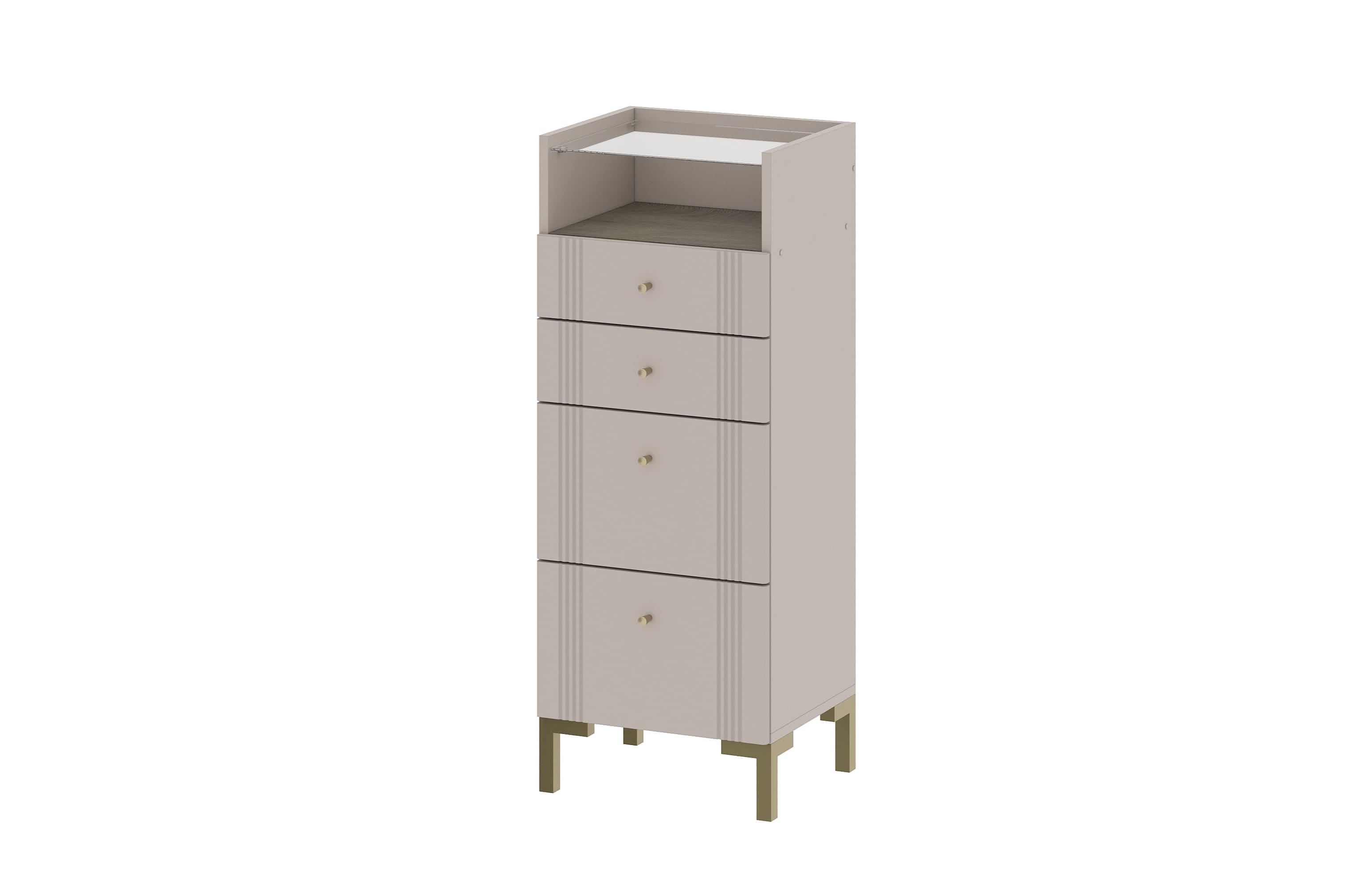 Комод "Одетта" 4 ящика узкий МДФ (КМ2 Дуб Эндгрей/Меланж)